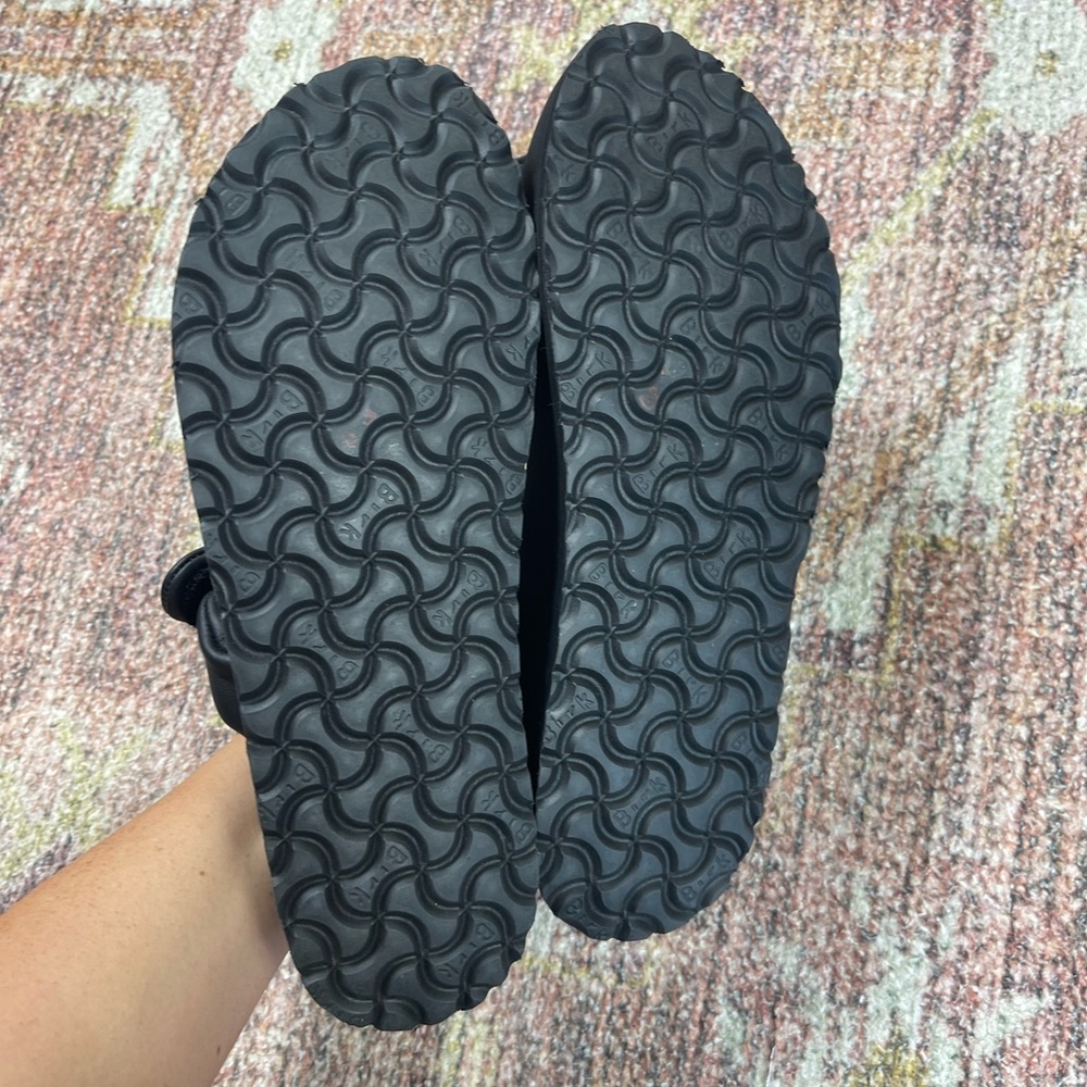 Birkenstock Papillio Theda Black Leather Platform Velcro Sandals Size 40 / 9-9.5 - Picture 11 of 12